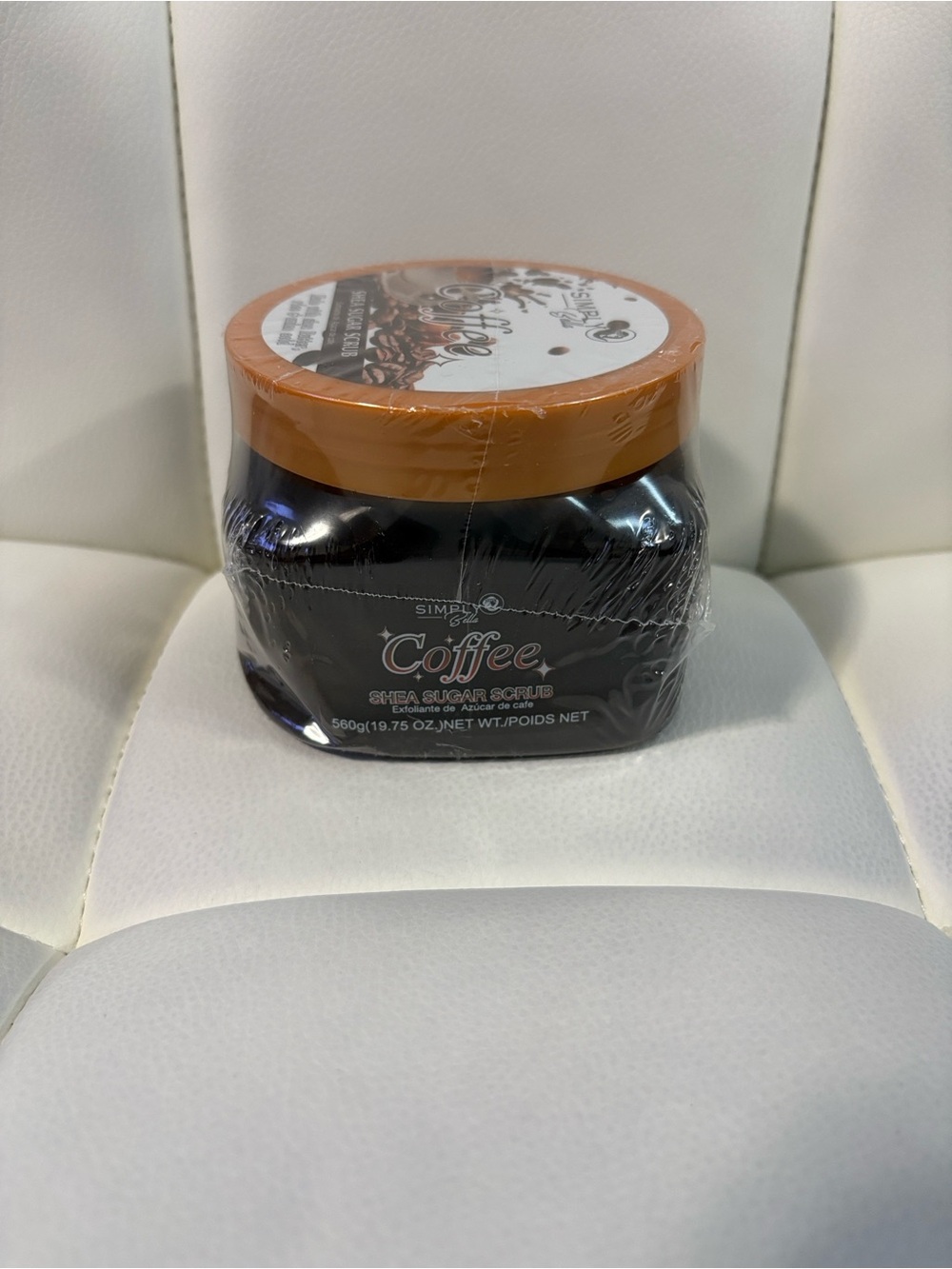Simply Belle Coffee Shea Sugar Scrub - Orange Lid, Black Jar